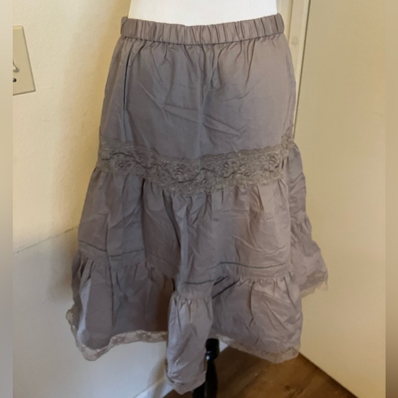 Japanese Voi·e·noi Fairy core Lace Tiered Skirt Tan brown - Picture 11 of 14